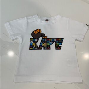 Bape Kids White Tee with Colorful Graphic